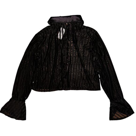 NWT Hot Topic Cosmic Aura Semi Sheer Cropped Satin Trimmed Top Size 2 - Picture 4 of 5